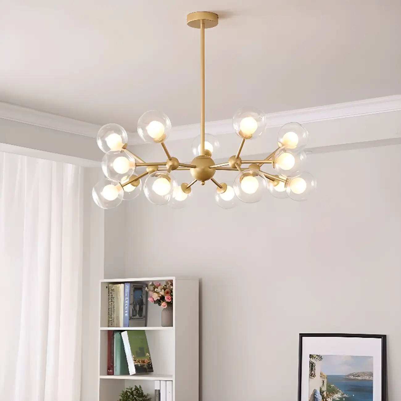 Modern Glass Globes LED Chandelier with Sputnik Design