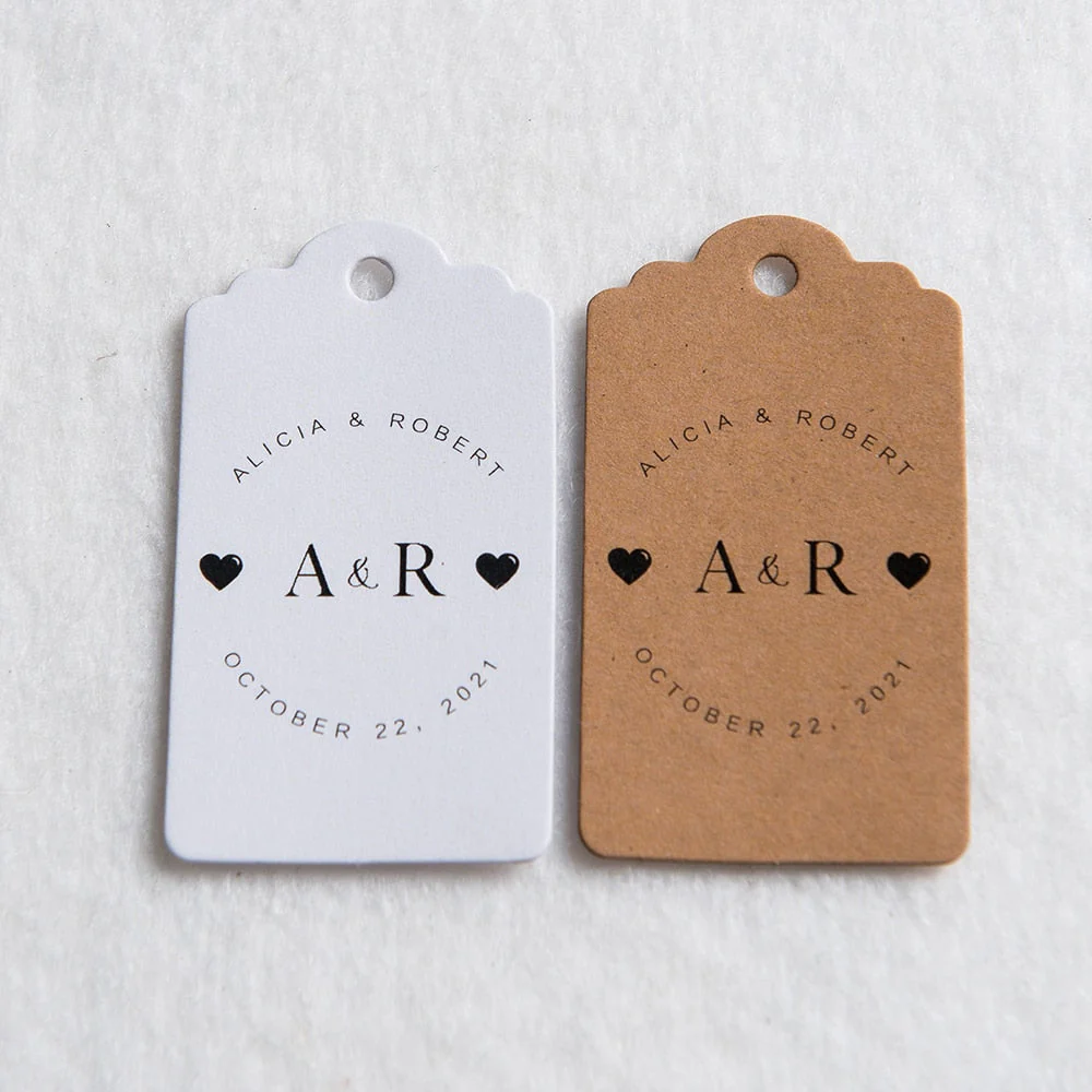 HULIANFU J13 200 pieces of 3.5x6.2cm kraft paper white cardboard wedding label custom love gift lover couple bottle wedding - Deanwangkt