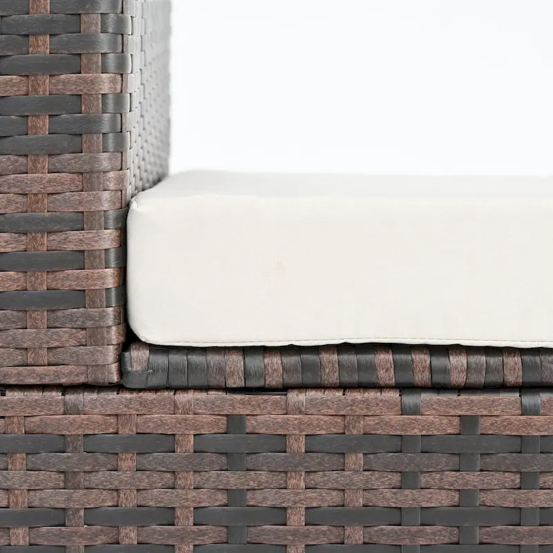 5-Piece PE Rattan Wicker Patio Conversation Set with Cushions