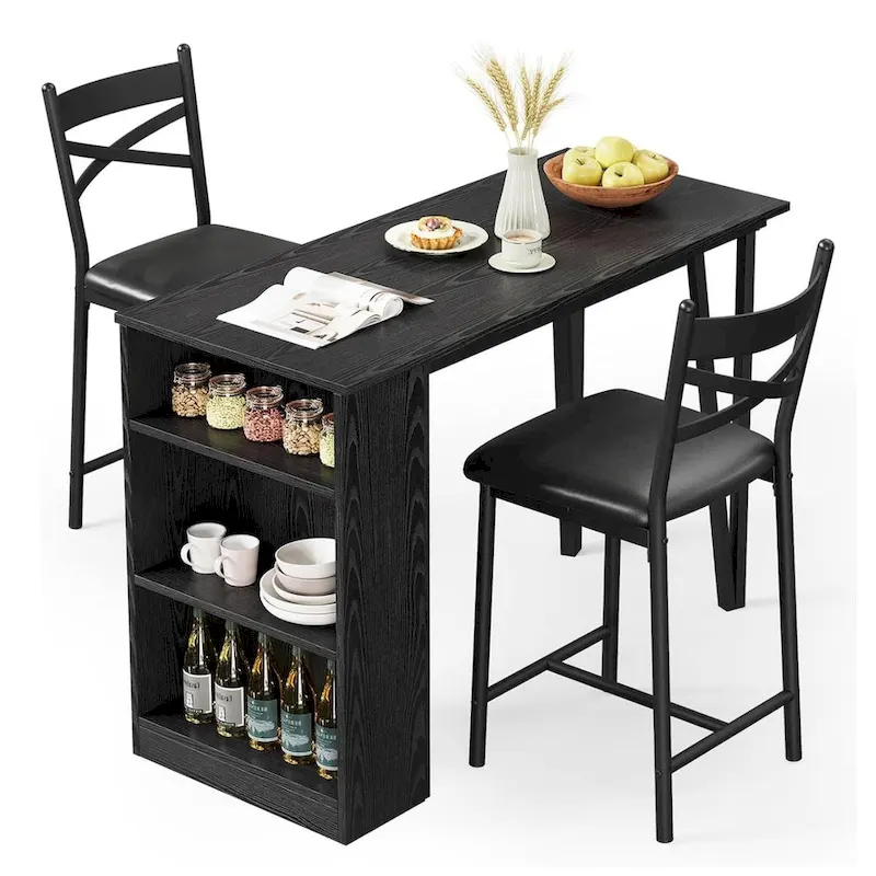 Modern Expandable Dining Table Set with 3 Storage - N/A