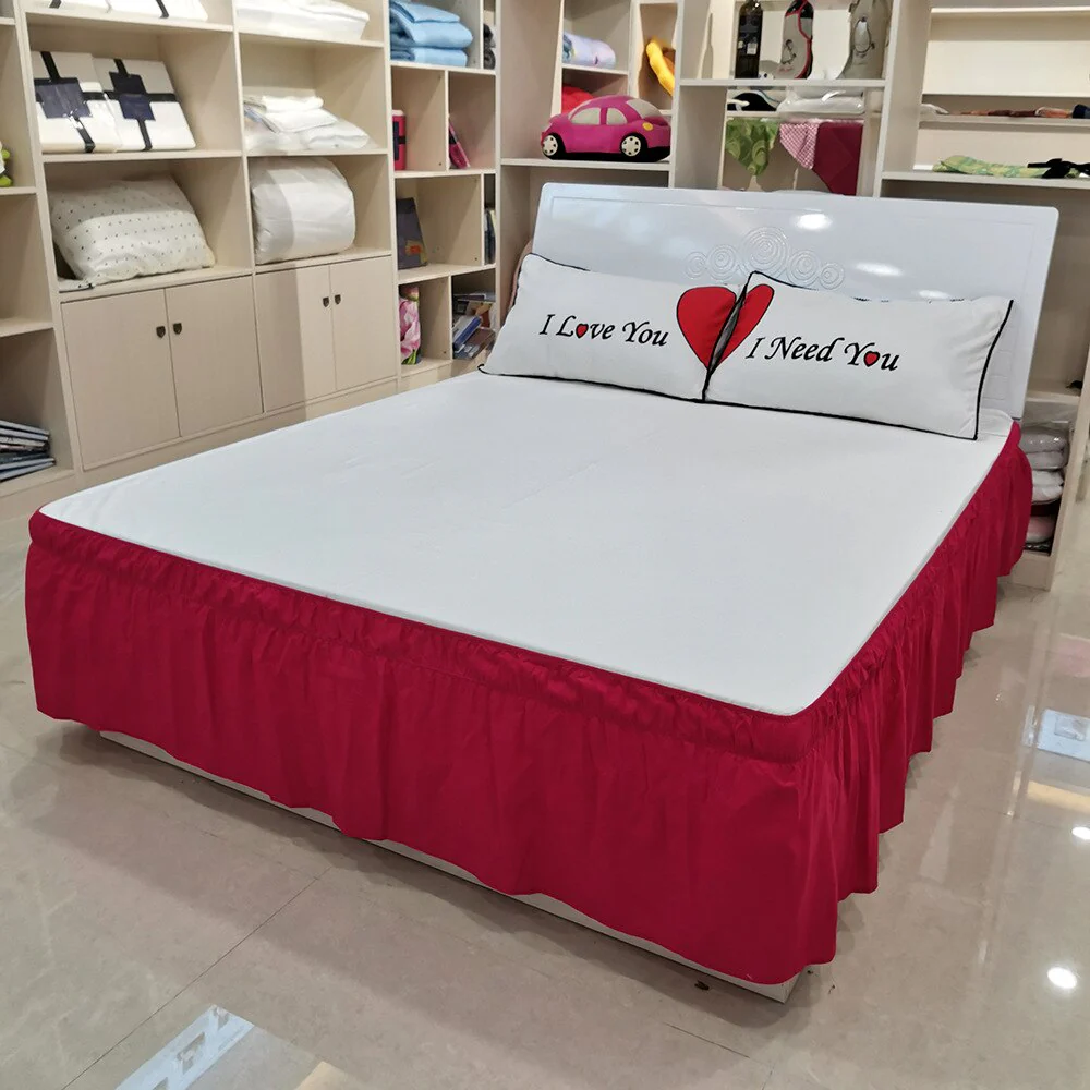 HULIANFU Pleated Bed Skirt Single and Double Dustproof  Cover Surrounding ding Plain Elastic Band  Apron - Deanwangkt