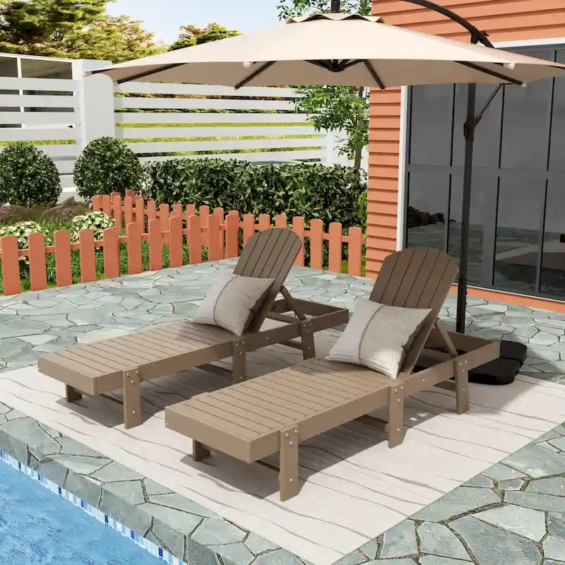 Polytrends Altura Armless Poly Eco-Friendly All Weather Reclining Chaise Lounge (Set of 2)