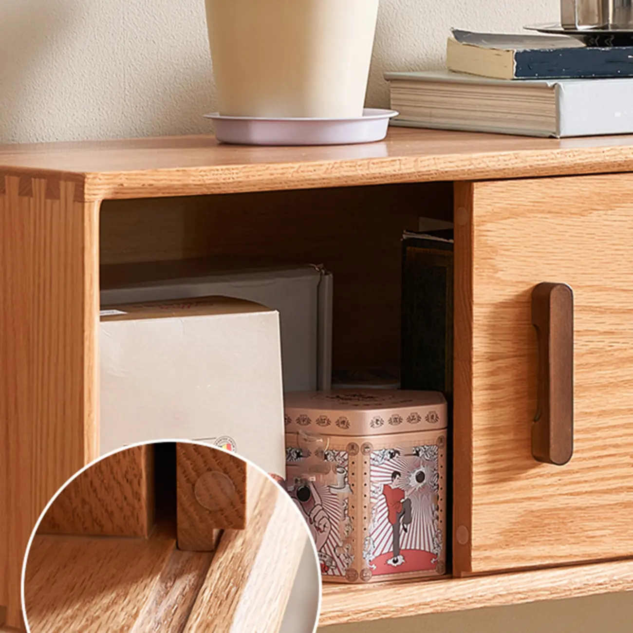 Natural Wood Wall Mount TV Stand Entertainment Center