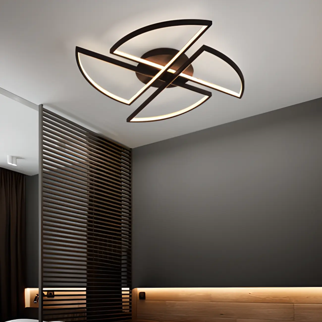 Modern Black-White Windmill Metal Flush Mount LED Ceiling Light