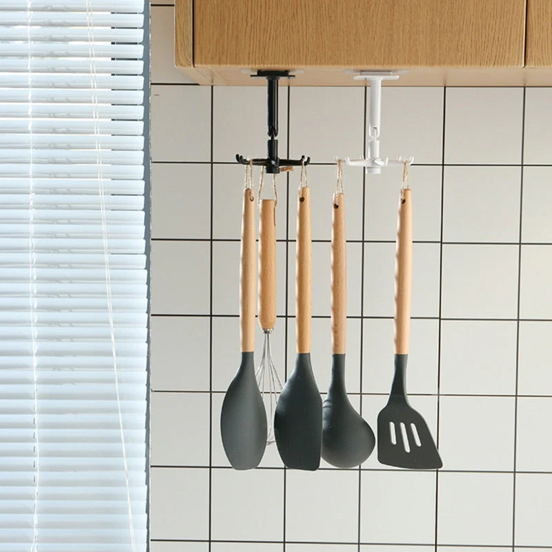 HULIANFU Universal Hooks 360-degree Rotatable Six-claw Storage Hooks Bathroom Bath Towel Rack Kitchen Organizer Punch-free Storage Hooks - Deanwangkt