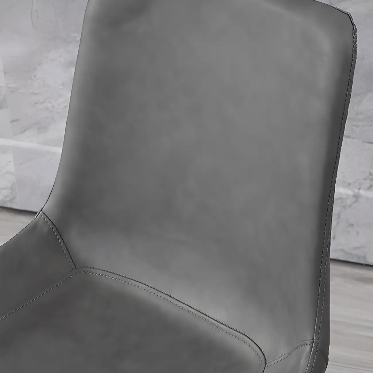 Simple Low Back Faux Leather Dining Chair with Alloy Legs