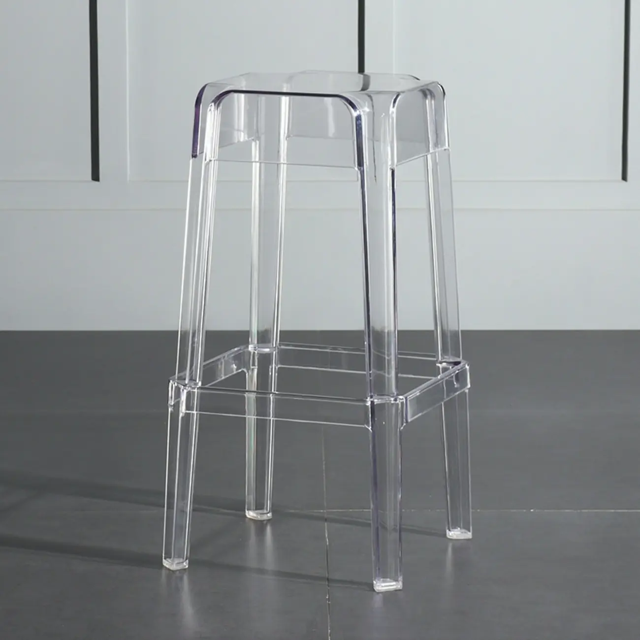 Modern Acrylic Four Legs Square Counter Bar Stool