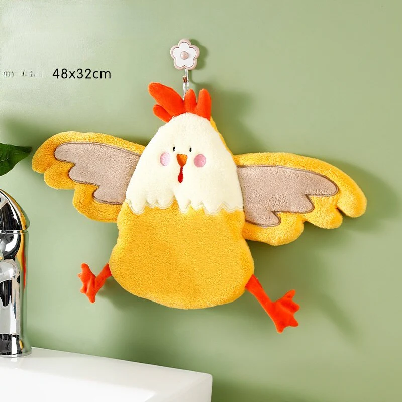 HULIANFU Lovely Cartoon Handkerchief Towel Hanging Absorbent Coral Velvet Wipe a Towel Household Kitchen Quick Drying Hand Cloth - Deanwangkt