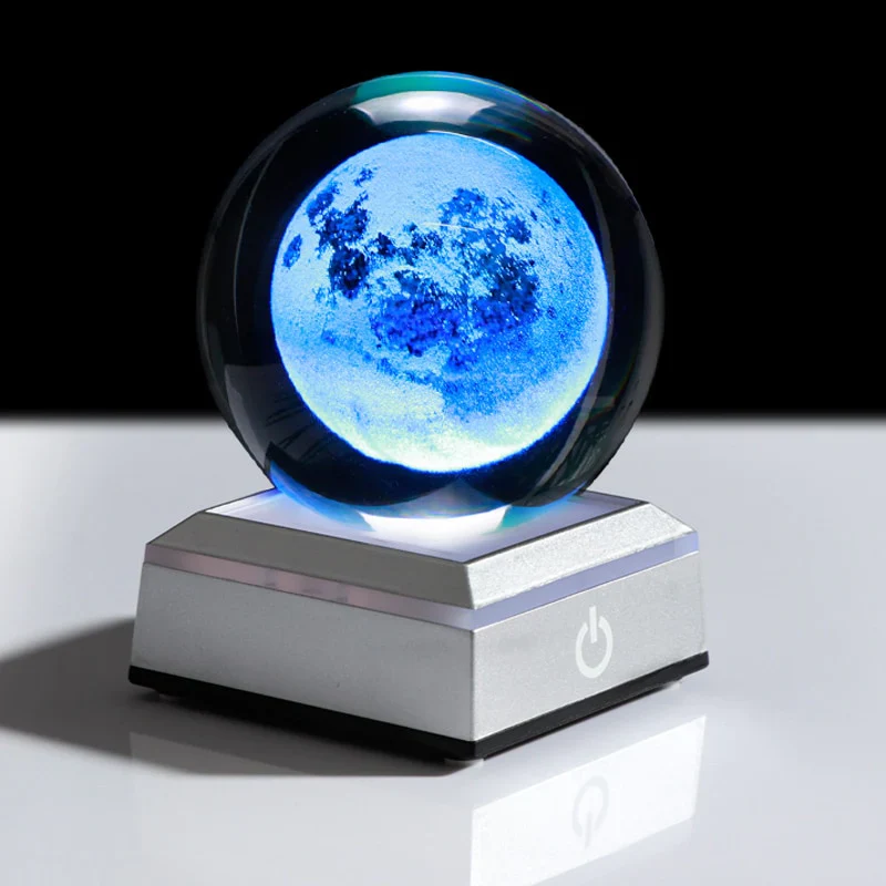 HULIANFU New 80mm K9 Crystal Solar System Planet Globe 3D Laser Engraved Sun System Ball with Touch Switch LED Light Base Astronomy Gifts - Deanwangkt
