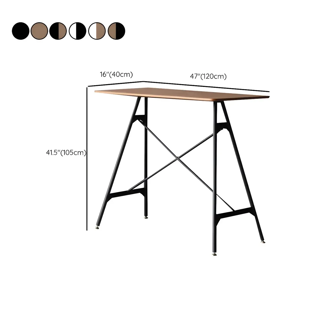 Industrial Lightweight Black Wood Wood-Tone Metal Bar Tables