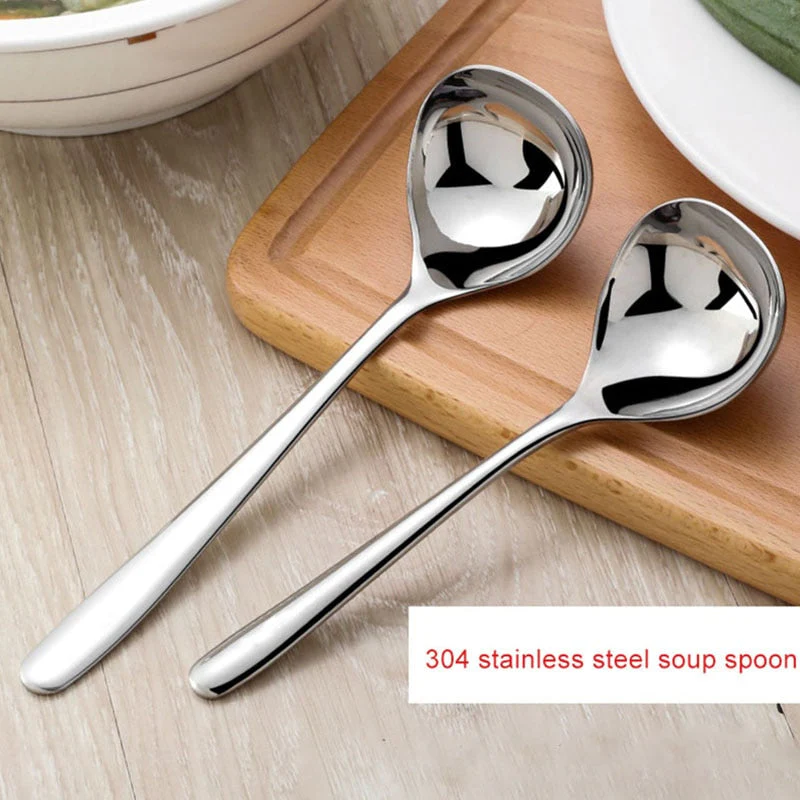 HULIANFU Korean Stainless Steel Thickening Spoon Creative Long Handle Hotel Hot Pot Spoon  Soup Ladle Home Kitchen Essential Tools h2 - Deanwangkt