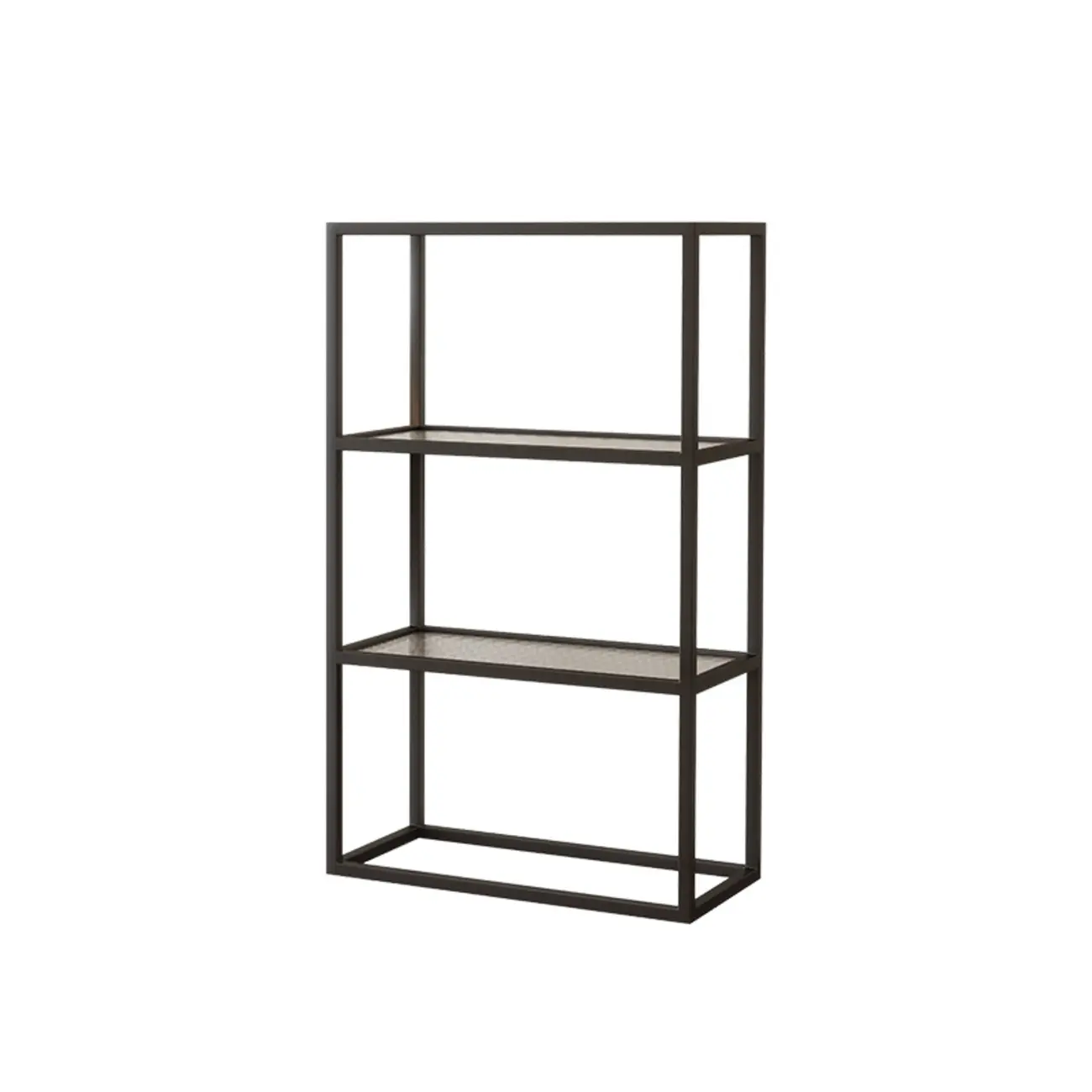 Modern Cube Open Metal Frame Black Bookcase