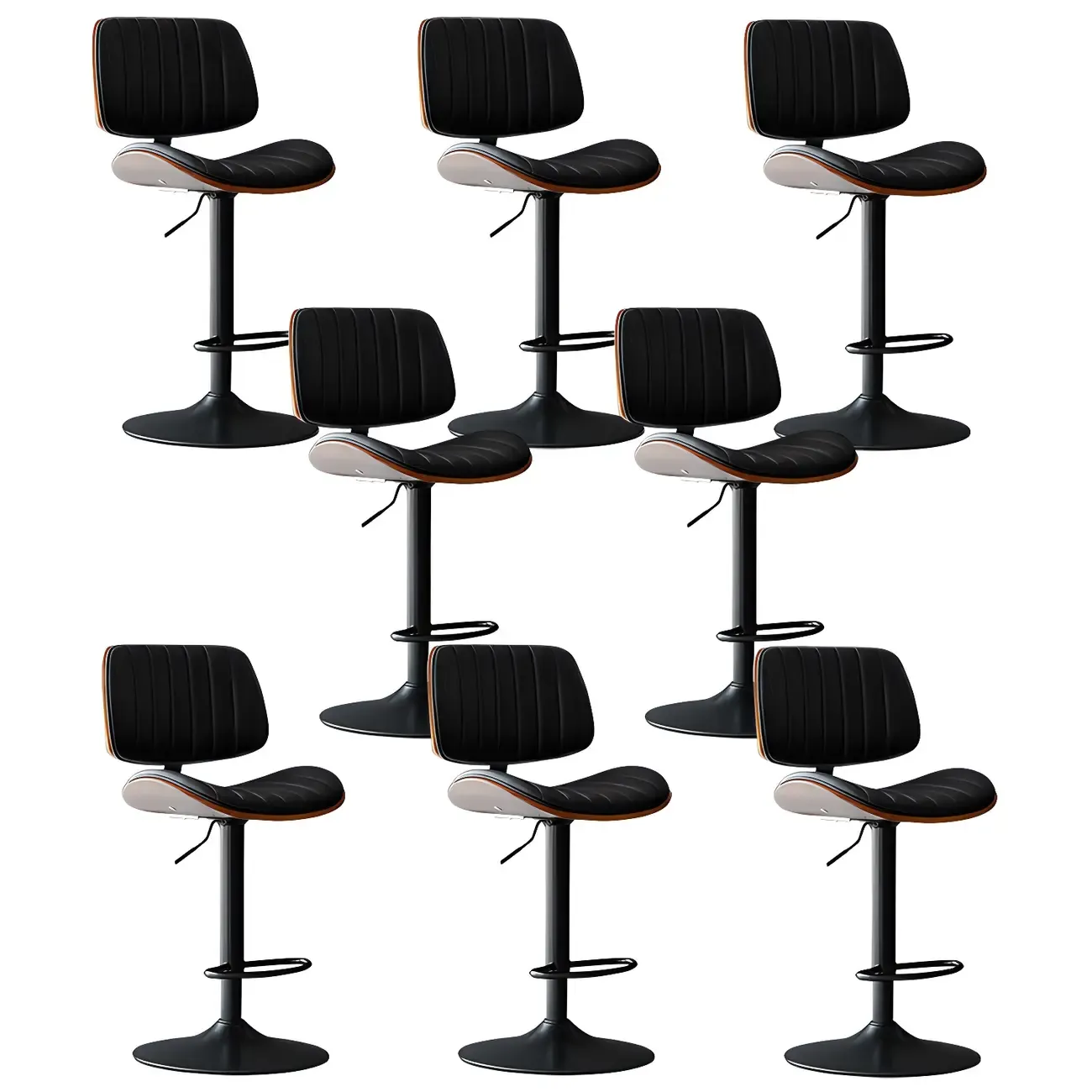 Modern Faux Leather Adjustable Swivel Bar Stools