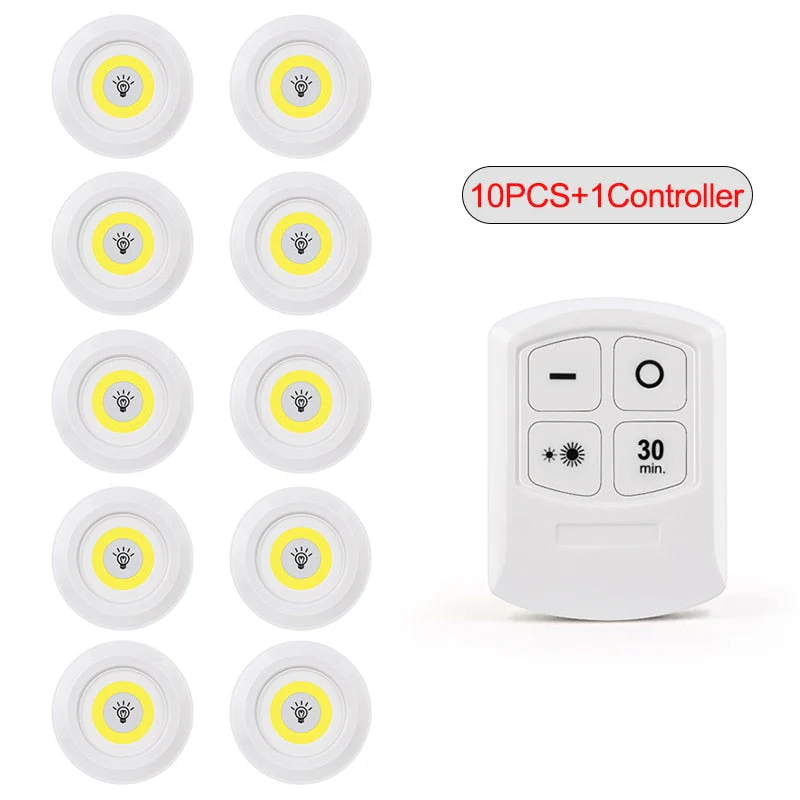 HULIANFU LED Light COB Under Cabinet Light Night Light Wireless Remote Control Dimmable Wardrobe Lamp 3W Super Bright Closet Lighting - Deanwangkt