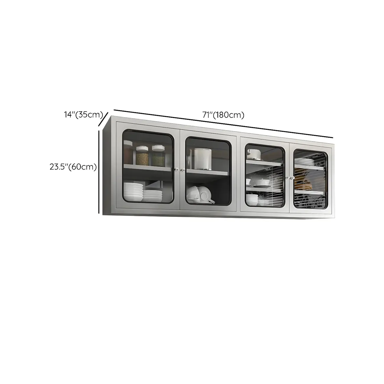 Adjustable Stainless Steel Wall-Mounted China Cabinet