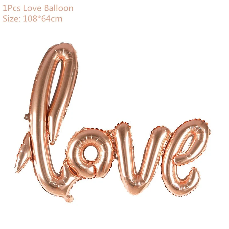 HULIANFU Rose Gold Wedding Birthday Party Balloons Happy Birthday Letter Foil Balloon Baby Shower Anniversary Event Party Decor Supplies - Deanwangkt
