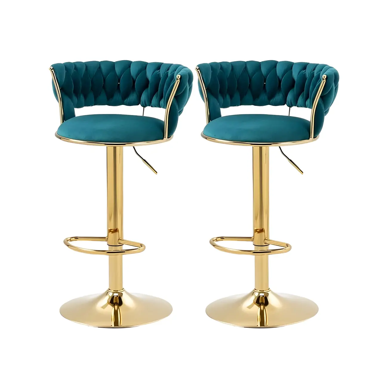 Gold Base Low Back Adjustable Swivel Bar Stool