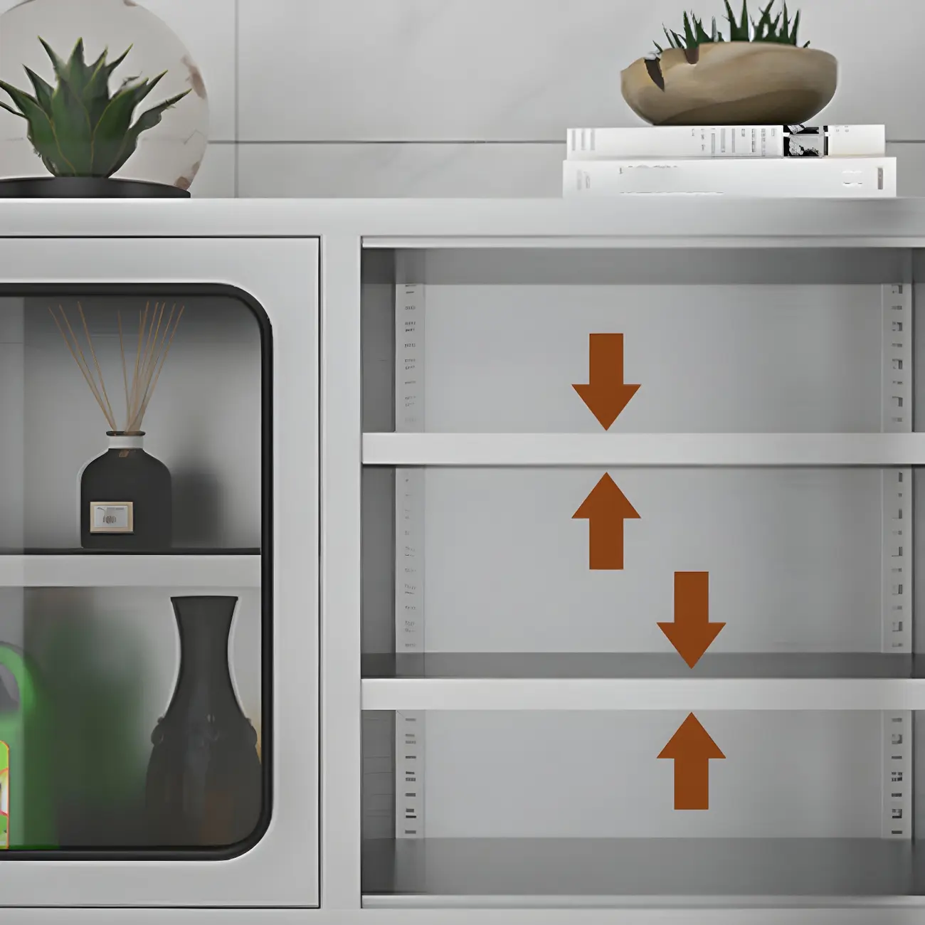 Adjustable Stainless Steel Wall-Mounted China Cabinet