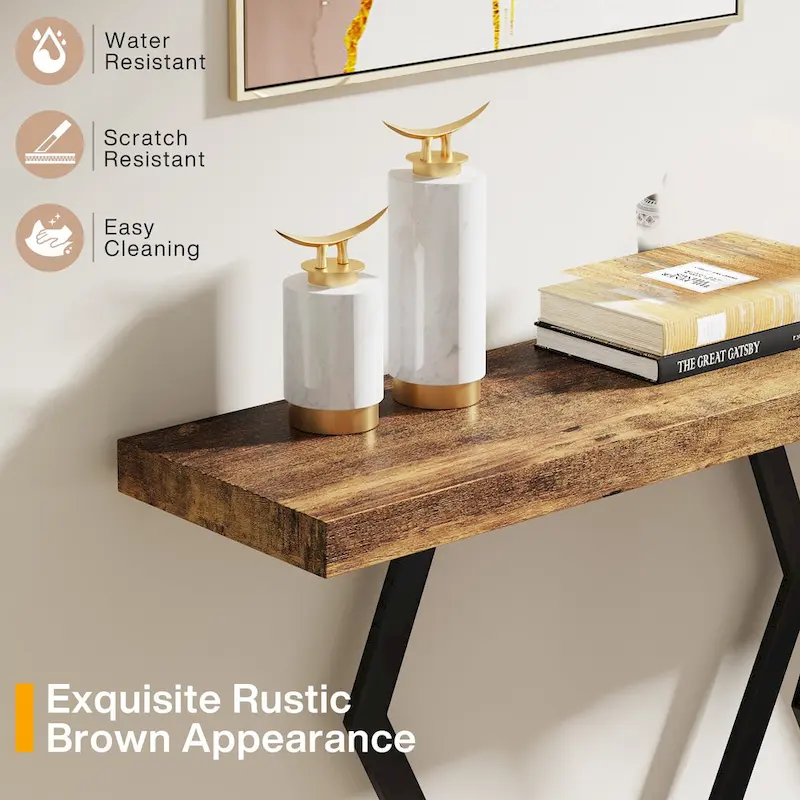 70.9 Inch Extra Long Modern Sofa Console Table with Faux Marble Tabletop Base Gold Frame for Living Room Entryway Hallway