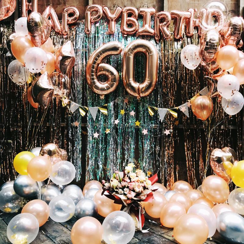 HULIANFU Rose Gold Wedding Birthday Party Balloons Happy Birthday Letter Foil Balloon Baby Shower Anniversary Event Party Decor Supplies - Deanwangkt