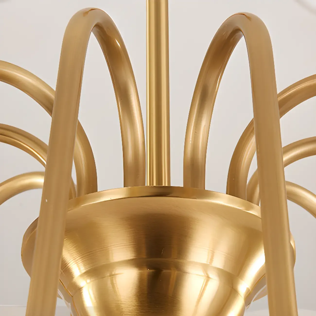 Modern Brass Hanging Chandelier with Fabric Shade