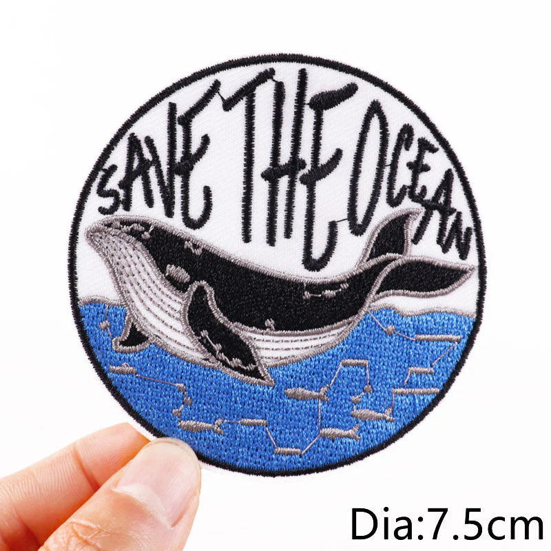 HULIANFU Van Gogh Embroidered Patches on Clothes DIY Cartoon Wave Applique Clothing Thermoadhesive Patches for Clothing DIY - Deanwangkt