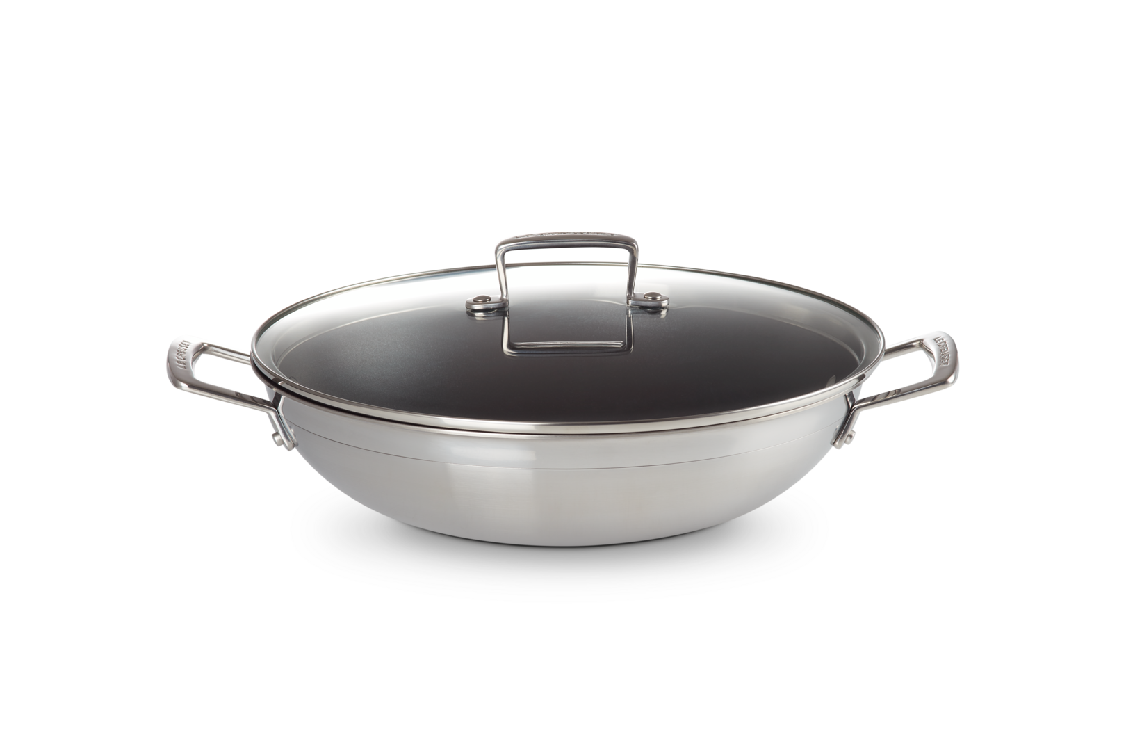 3-ply Stainless Steel Non-Stick Wok with Glass Lid