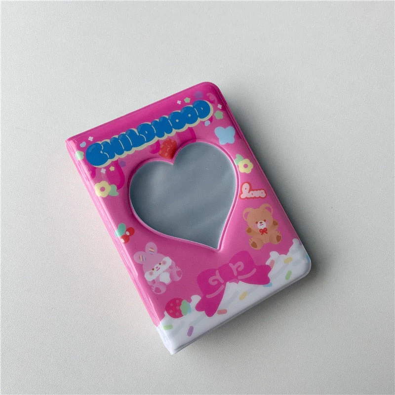 HULIANFU Kawaii Bear photo album 3 Inch Love Heart Hollow Kpop Card Binder Name Card Book Photo Album Card Photocard ID Holder 40 Pockets - Deanwangkt