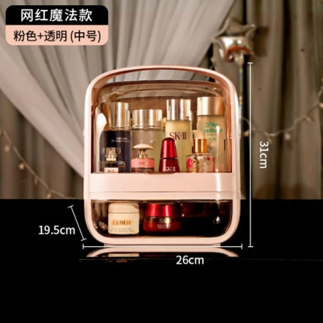 HULIANFU Large Capacity Makeup Organizer Cosmetic Storage Box Drawer Type Desktop Finishing Rack Dustproof Lipstick Beauty Mask Case - Deanwangkt