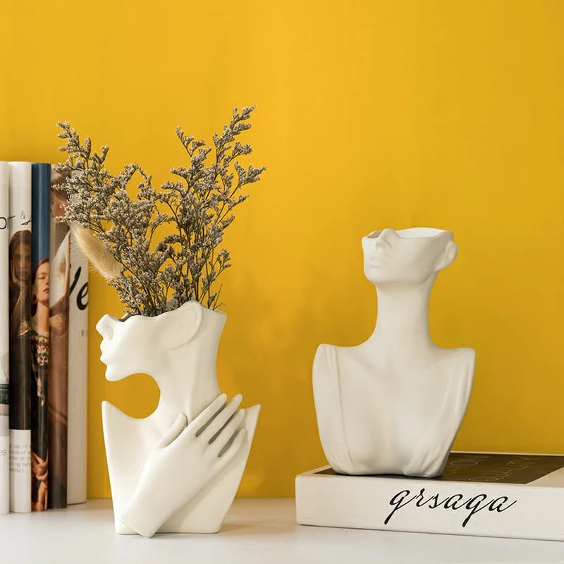 HULIANFU Vase Home Decor Room Decoration Ceramic Vases Desktop Art Sculpture Flower Arrangement Wedding Decoration Flower Pot Furnishings - Deanwangkt