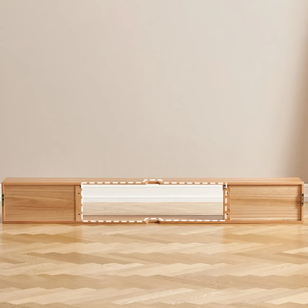 Natural Wood Wall Mount TV Stand Entertainment Center