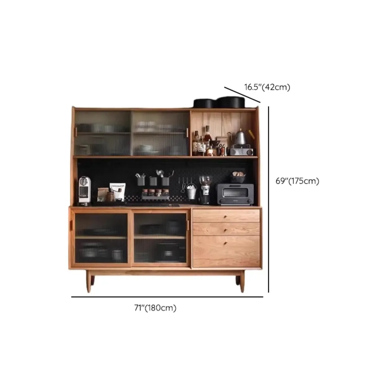 Modern Natural Wood Buffet Cabinet with Cabinets