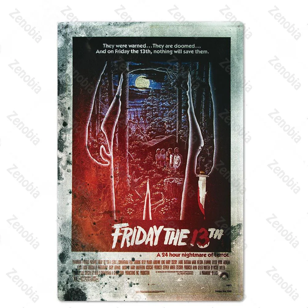 HULIANFU Vintage Horror Movies Metal Poster Wall Art Stickers for Pub Bar Club Home Wall Room Decoration Retro Mtal Sign Plaque Tin Plate - Deanwangkt