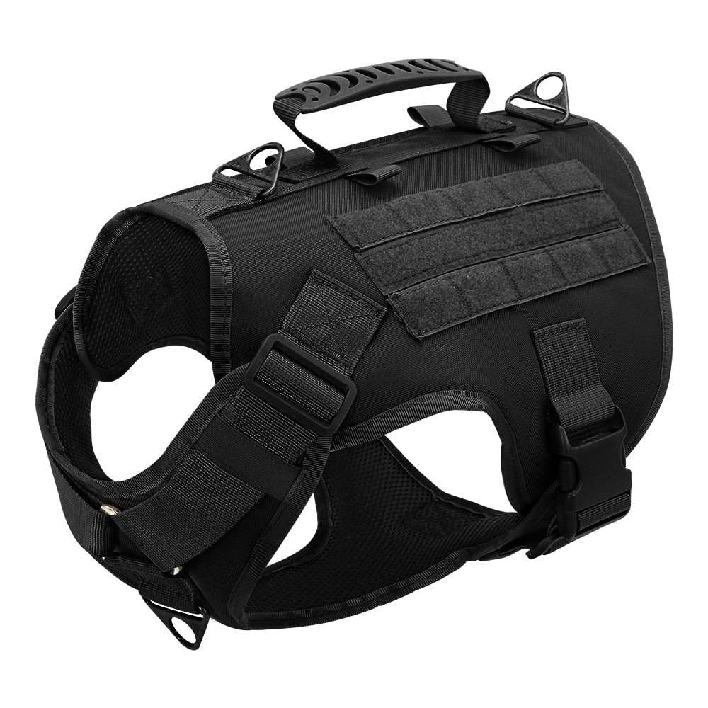 HULIANFU Tactical Dog Harness Pet Military Training Dog Vest German Shepherd Dog Harness Molle Vest For Medium Large Dogs - Deanwangkt