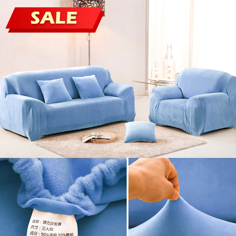 HULIANFU Plush Thick Sofa Cover for Living Room Adjustable Elastic Corner Couch Covers Sectional Slipcover Decor Sofa Chaise Cover Lounge - Deanwangkt