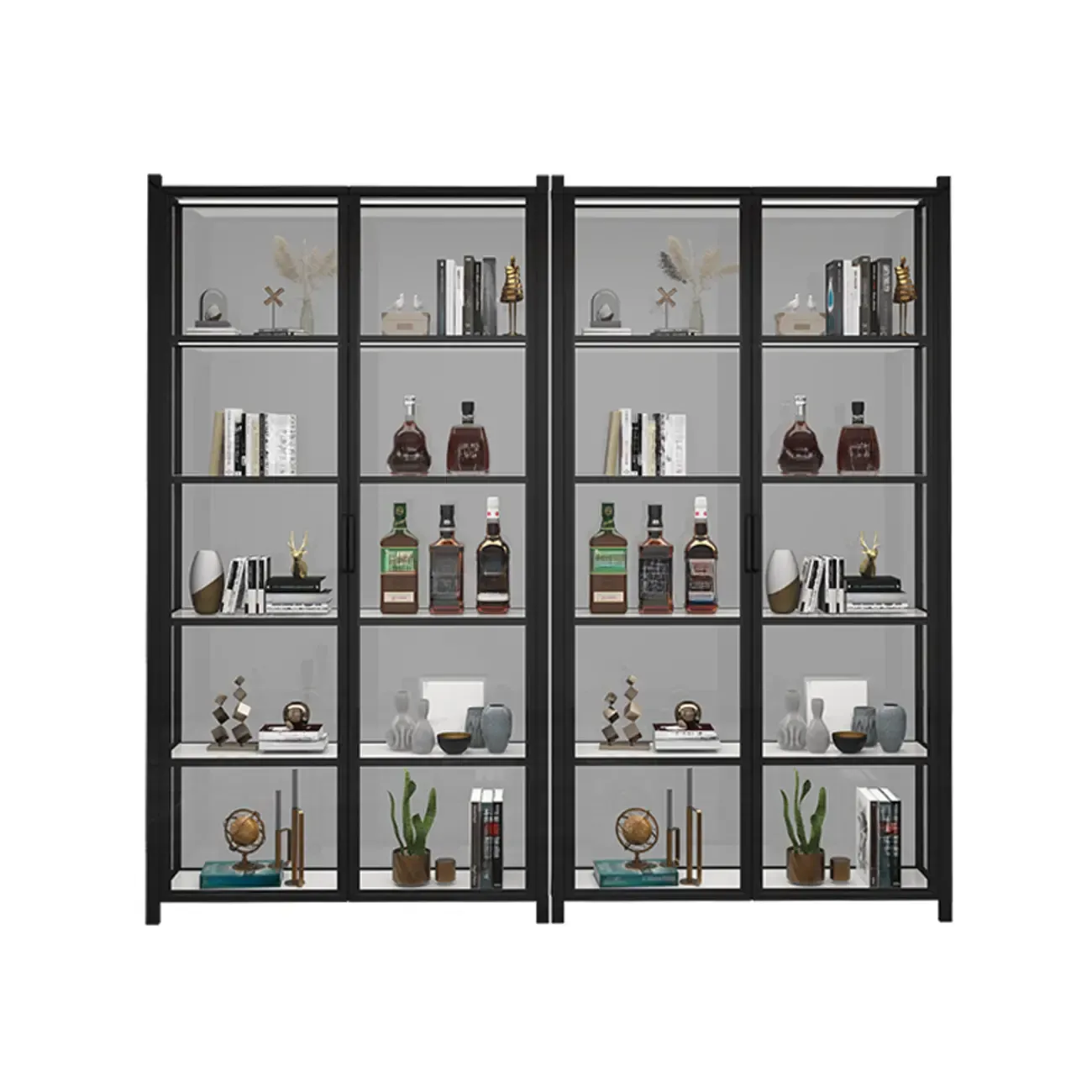 Freestanding Gold Glass Display Cabinet with LED Lights
