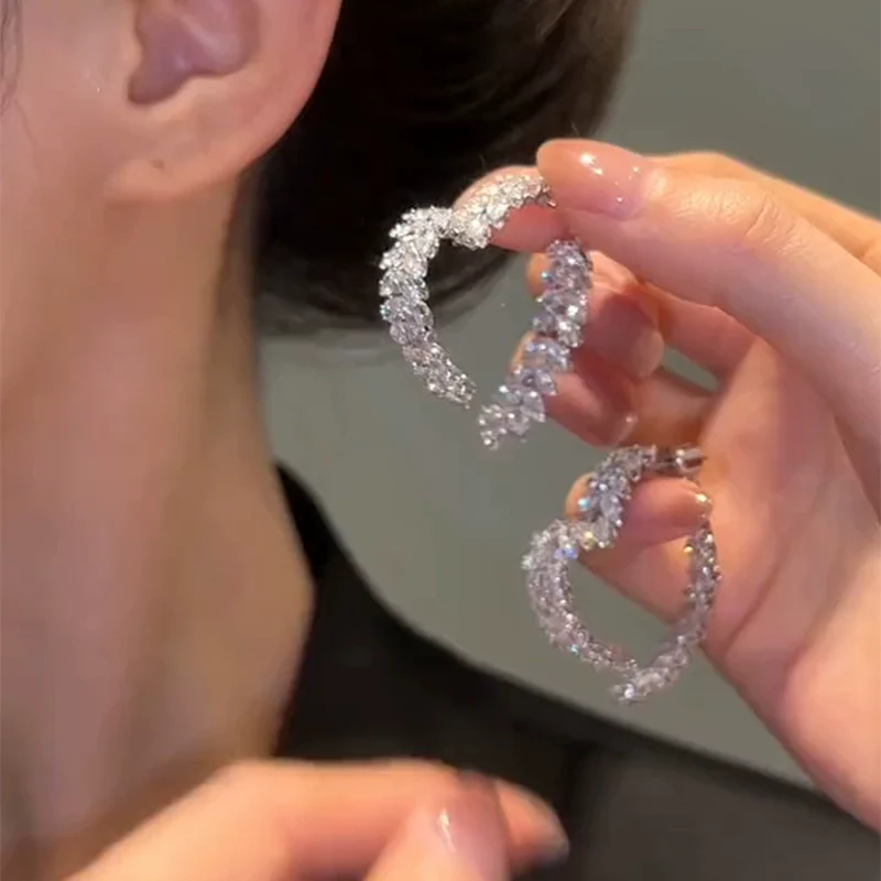 Temperament Light Luxury Sui Sui Ping An Love Earrings Women's Wheat Sui Earrings Internet celebrities Simple and advanced sense Sterling silver needle ear jewelry - Deanwangkt