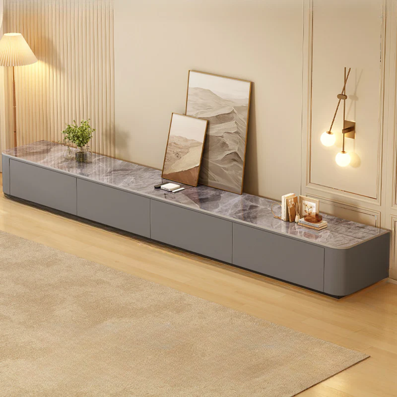 Modern Wooden TV Stand with Drawers and Cable Management