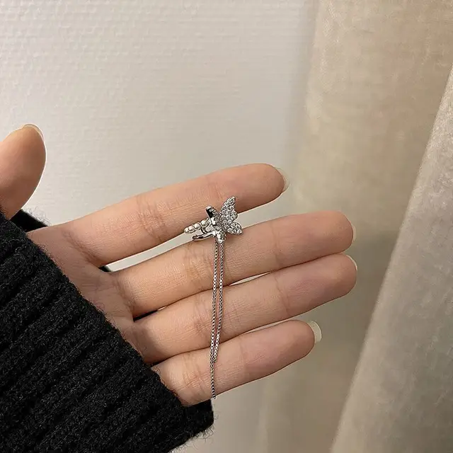 hulianfu Fashion Design Korean Delicate Zircon Butterfly Clip Earrings Women Elegant Pearl No Piercing Cartilage Ear Jewelry - Deanwangkt