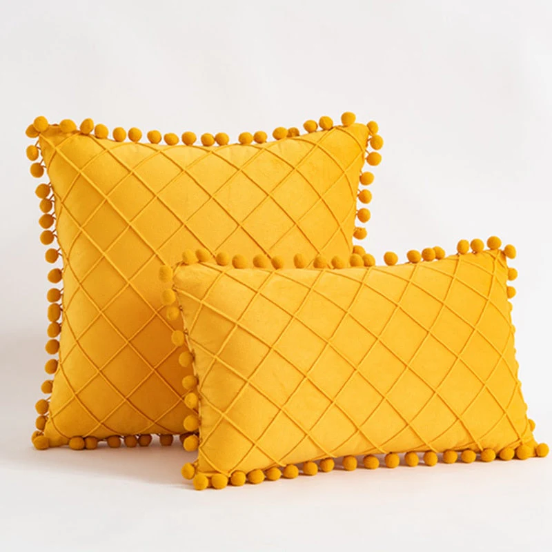 HULIANFU Inyahome Nordic Retro Ear Pillow Living Room Sofa Solid Color Tassel Cushion Without Core Bed Big Pillow Waist Back Office Chair - Deanwangkt