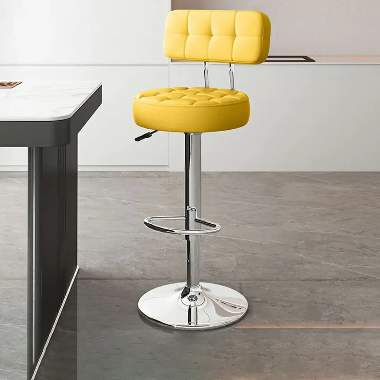 Leather Upholstered Adjustable Swivel Bar Stools