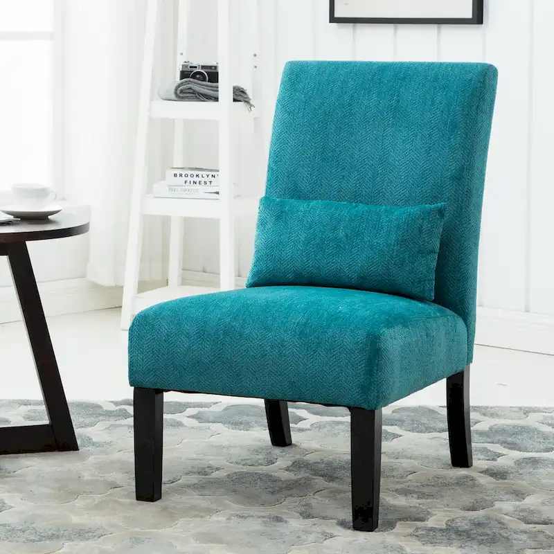 Teal Blue 31.75 High Back Polyester Accent Chair