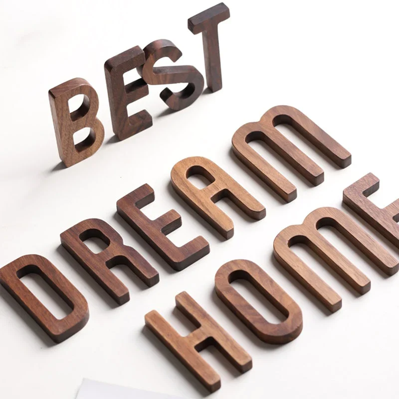 HULIANFU Musowood 1pcs Walnut Wooden letters High Quality Alphabet Design English DIY Craft Wedding Birthday Party Home Wall Decoration - Deanwangkt