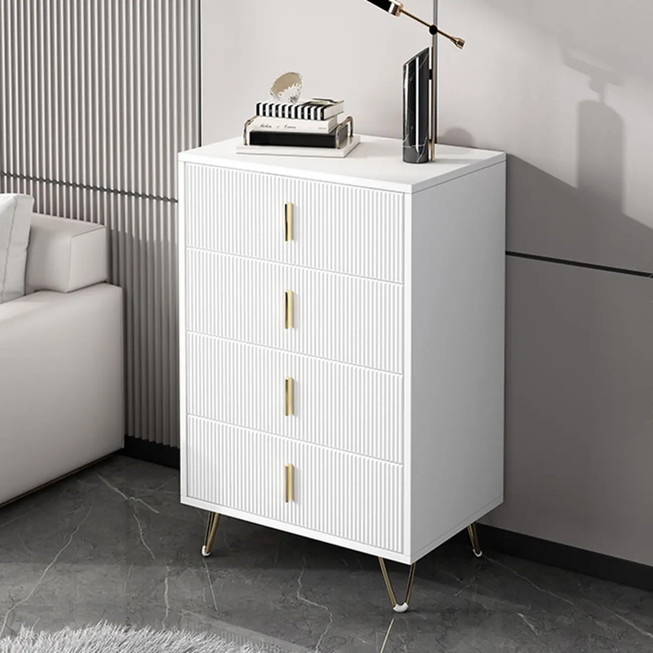 4 Legs Wood Storage Chest with Doors & Drawers for Home