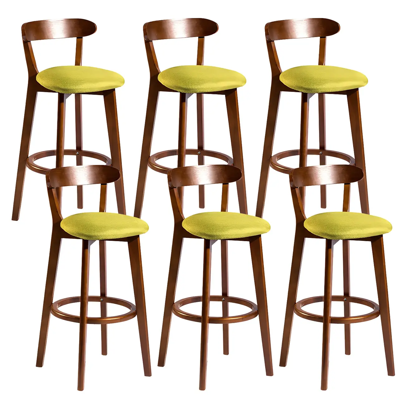Wooden Upholstered Low Back Bar Height Stools Set of 2