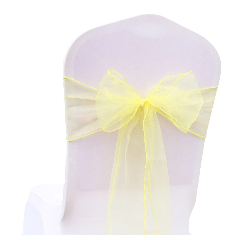 HULIANFU Wedding Decoration Organza Chair Sashes Bow For Party Christmas Halloween hotel Chair Decoration Supplies(Pack of 50pcs  pink) - Deanwangkt
