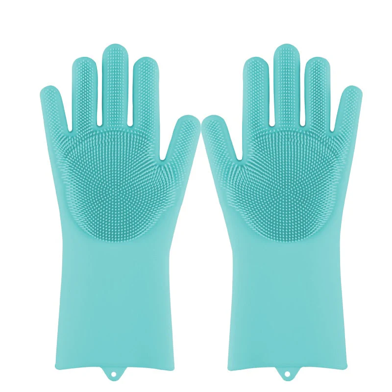 HULIANFU Silicone Dishwashing Cleaning Glove Magic Scrubber Sponge Rubber Glove for Washing Dish Kitchen Car Bathroom Pet Brush Cleaner - Deanwangkt