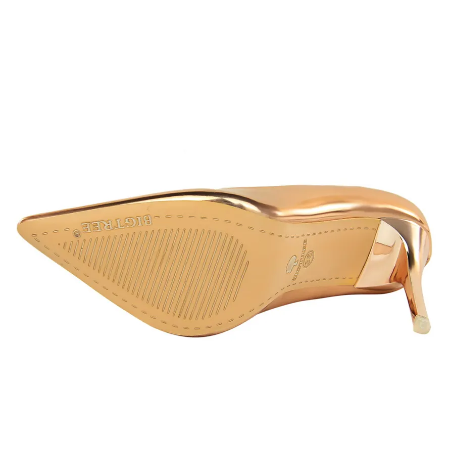 Women Patent Leather Pumps 7.5cm 10.5cm High Heels Lady Stiletto Low Heels Wedding Bridal Mteallic Silver Gold Sparkly Shoes - Deanwangkt