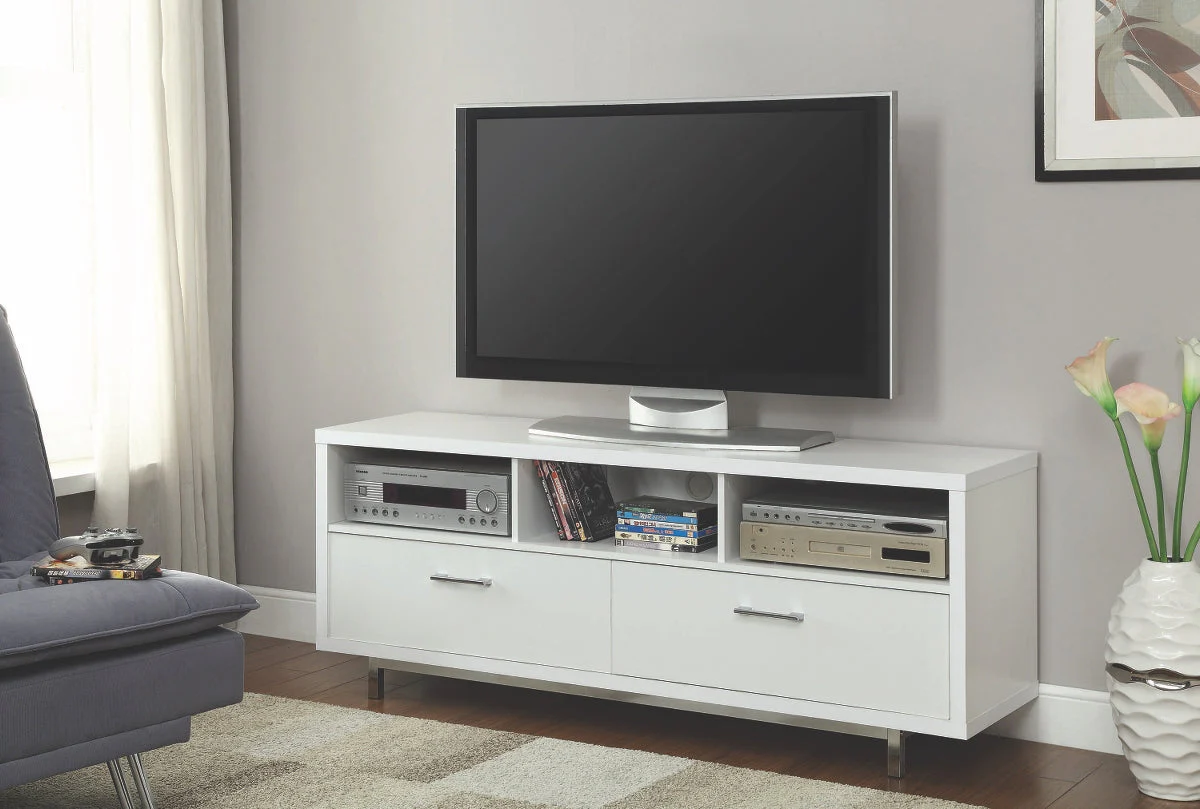 Contemporary 60 TV Stand in Cappuccino or White