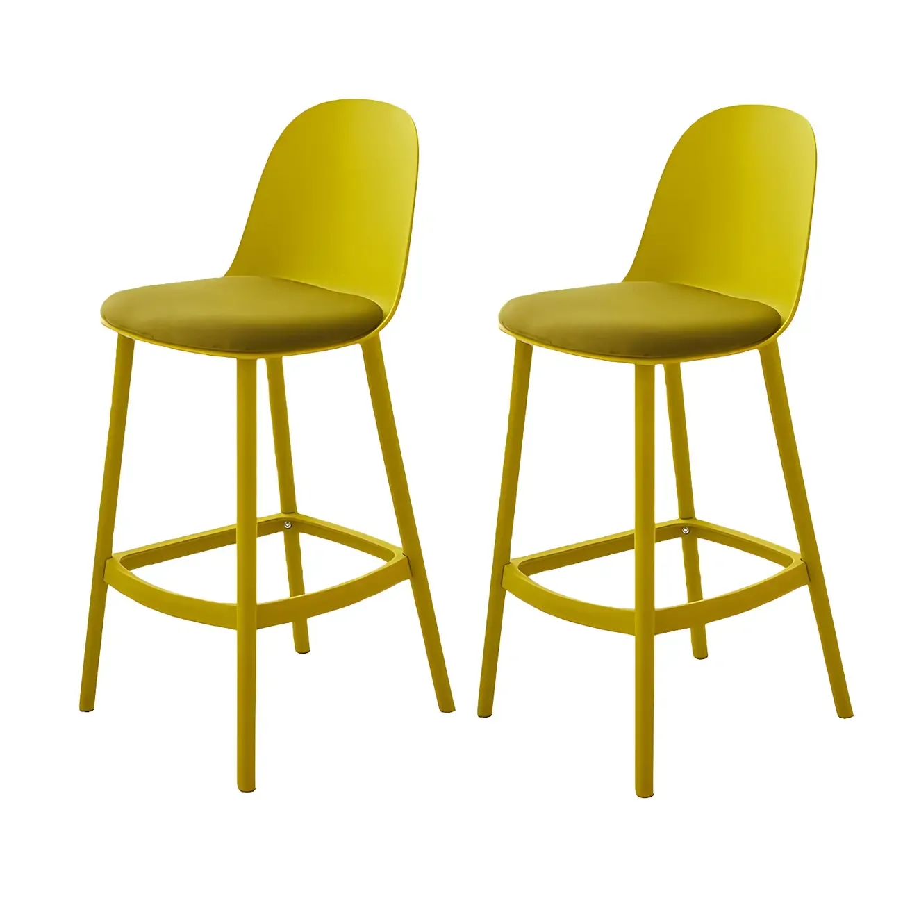 Modern Plastic Upholstered Bar Stool with Footrest